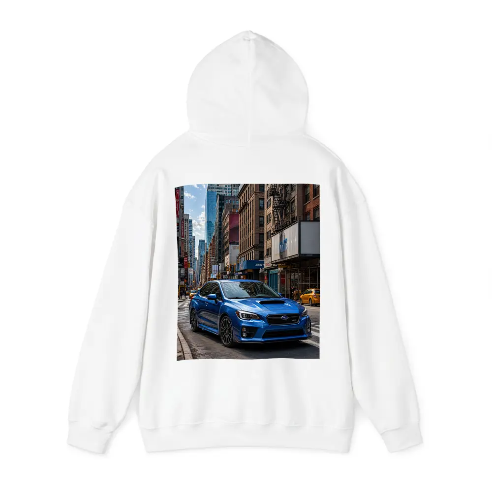 Subaru WRX Blue City Street Scene – Hoodies