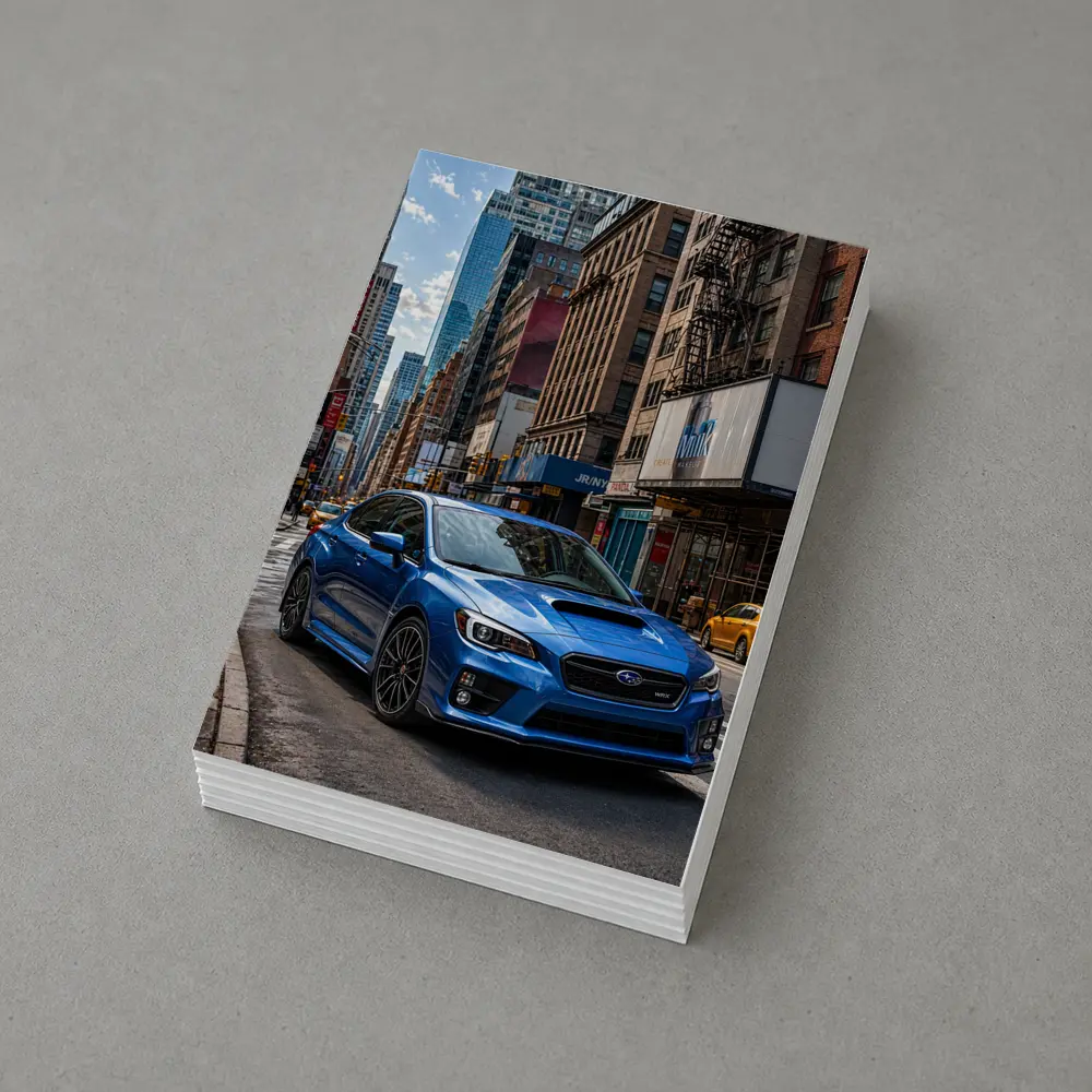 Subaru WRX Blue City Street Scene – Postcards
