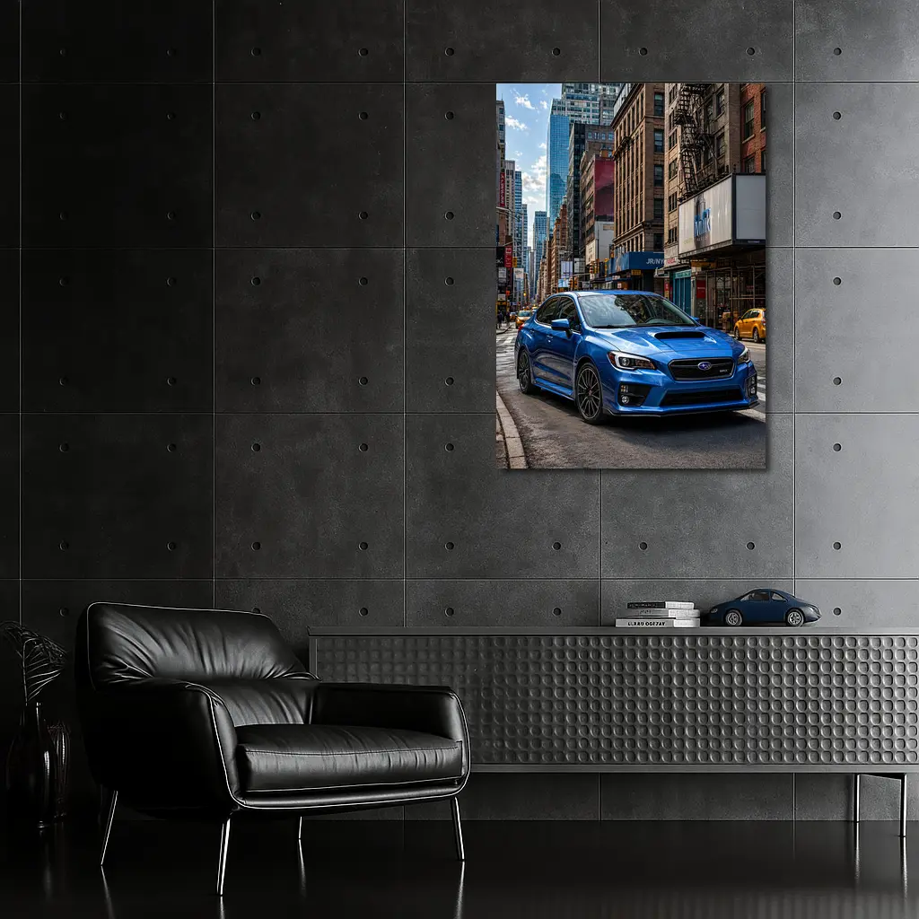 Subaru WRX Blue City Street Scene – Wall Art