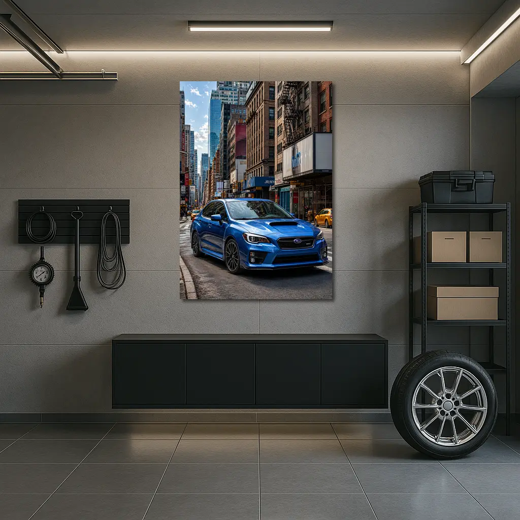 Subaru WRX Blue City Street Scene – Wall Art