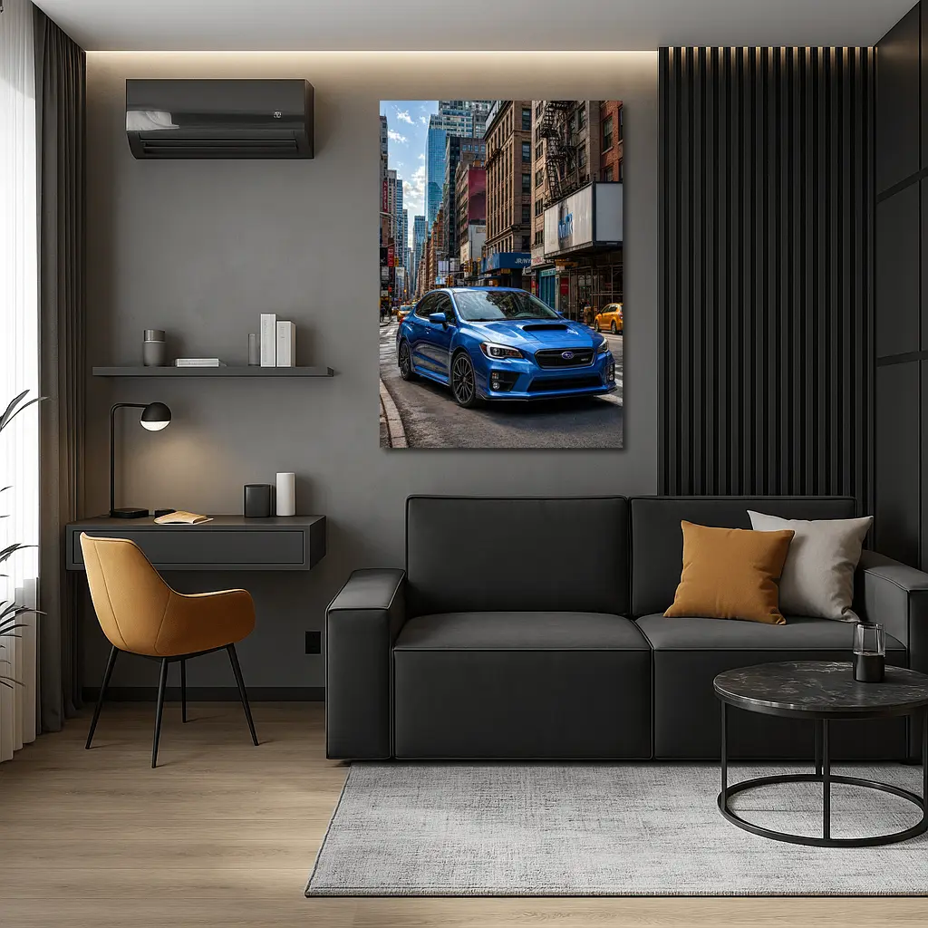 Subaru WRX Blue City Street Scene – Wall Art