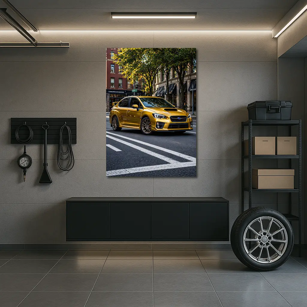 Subaru WRX Gold City Street Urban Setting – Wall Art