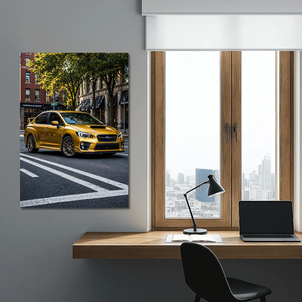 Subaru WRX Gold City Street Urban Setting – Wall Art