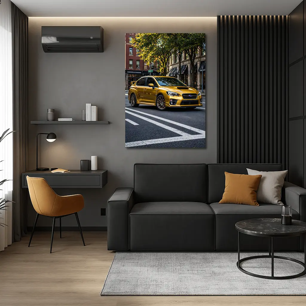 Subaru WRX Gold City Street Urban Setting – Wall Art