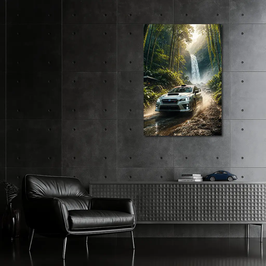 Subaru WRX Rally Car Jungle Waterfall – Wall Art