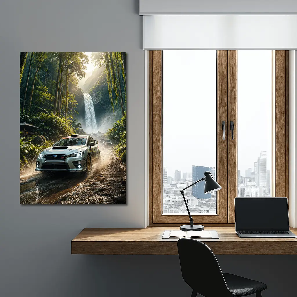 Subaru WRX Rally Car Jungle Waterfall – Wall Art
