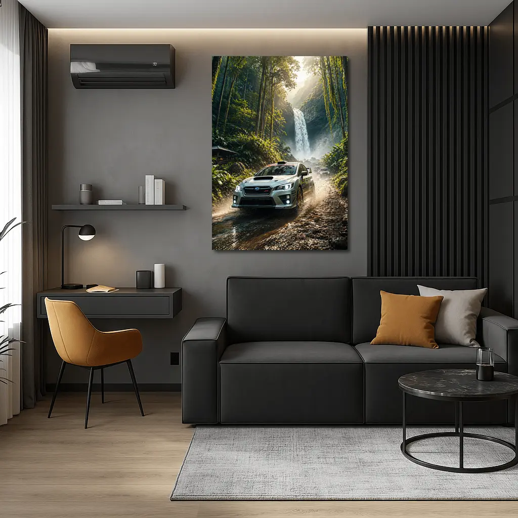 Subaru WRX Rally Car Jungle Waterfall – Wall Art