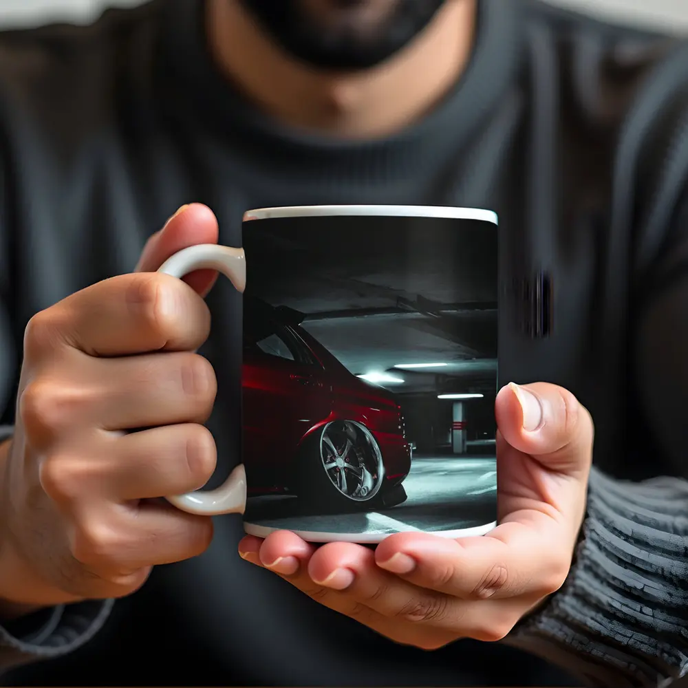 Subaru WRX Red Car Underground Parking Garage – Mugs