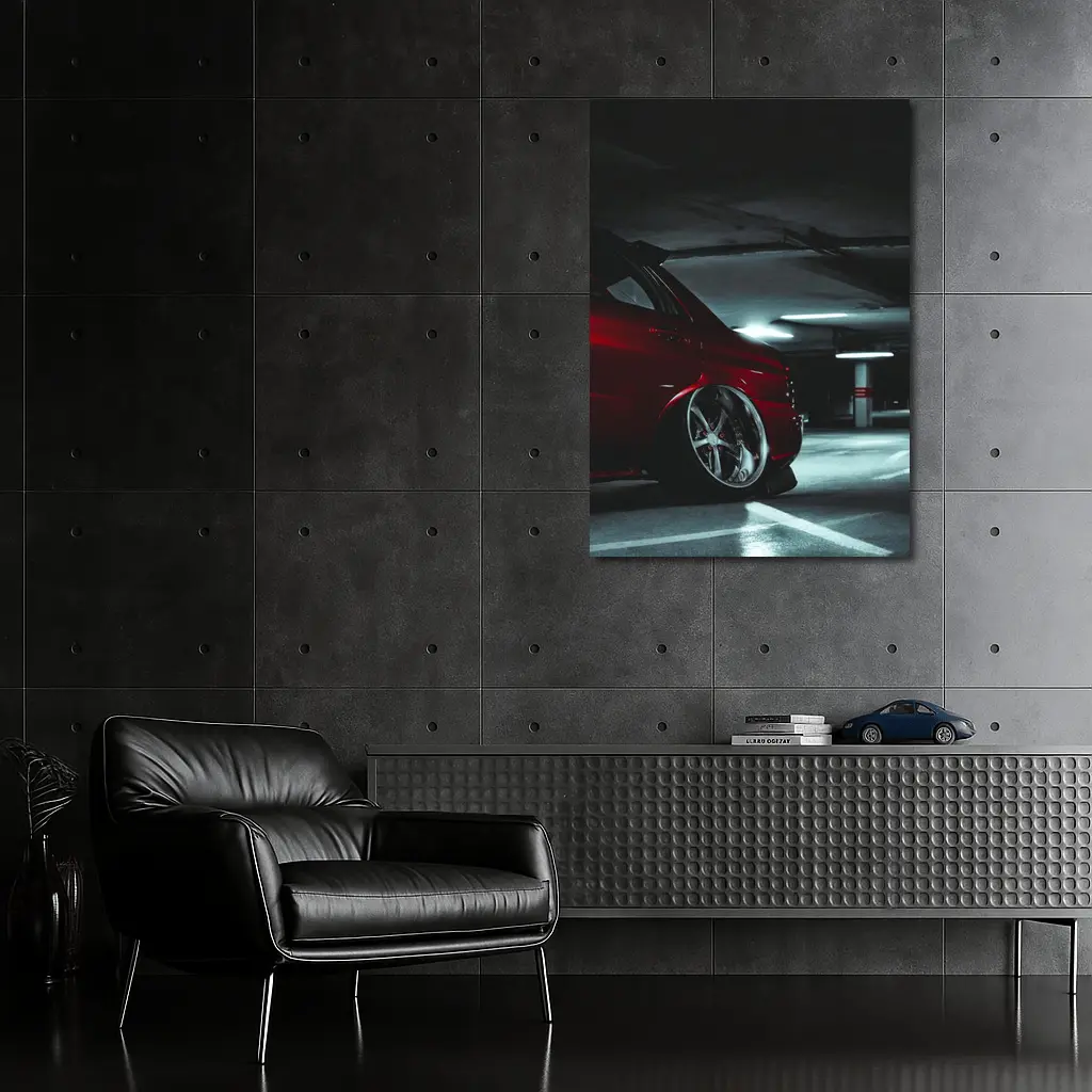 Subaru WRX Red Car Underground Parking Garage – Wall Art
