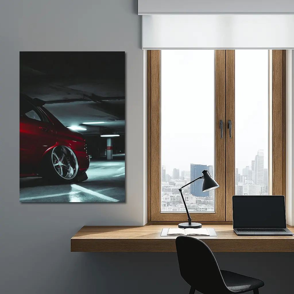 Subaru WRX Red Car Underground Parking Garage – Wall Art