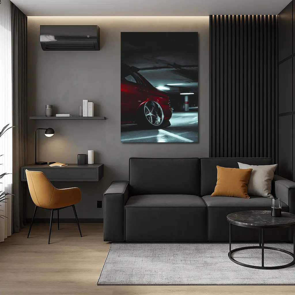 Subaru WRX Red Car Underground Parking Garage – Wall Art