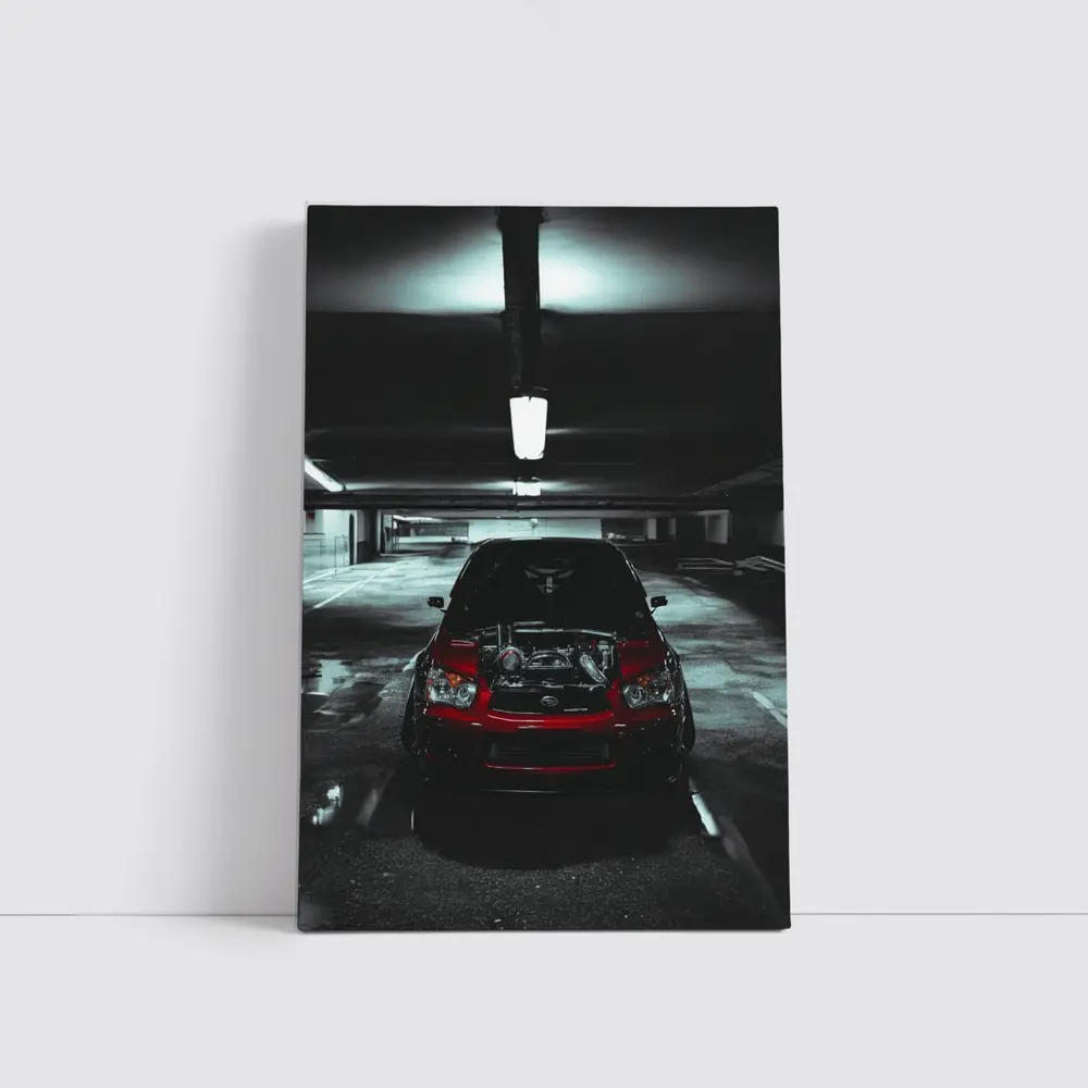 Subaru WRX Red Car Underground Parking Dark – Wall Art
