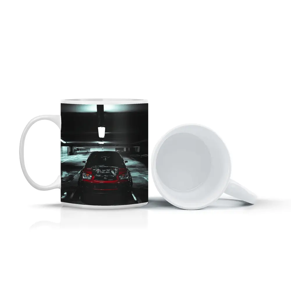 Subaru WRX Red Car Underground Parking Dark – Mugs