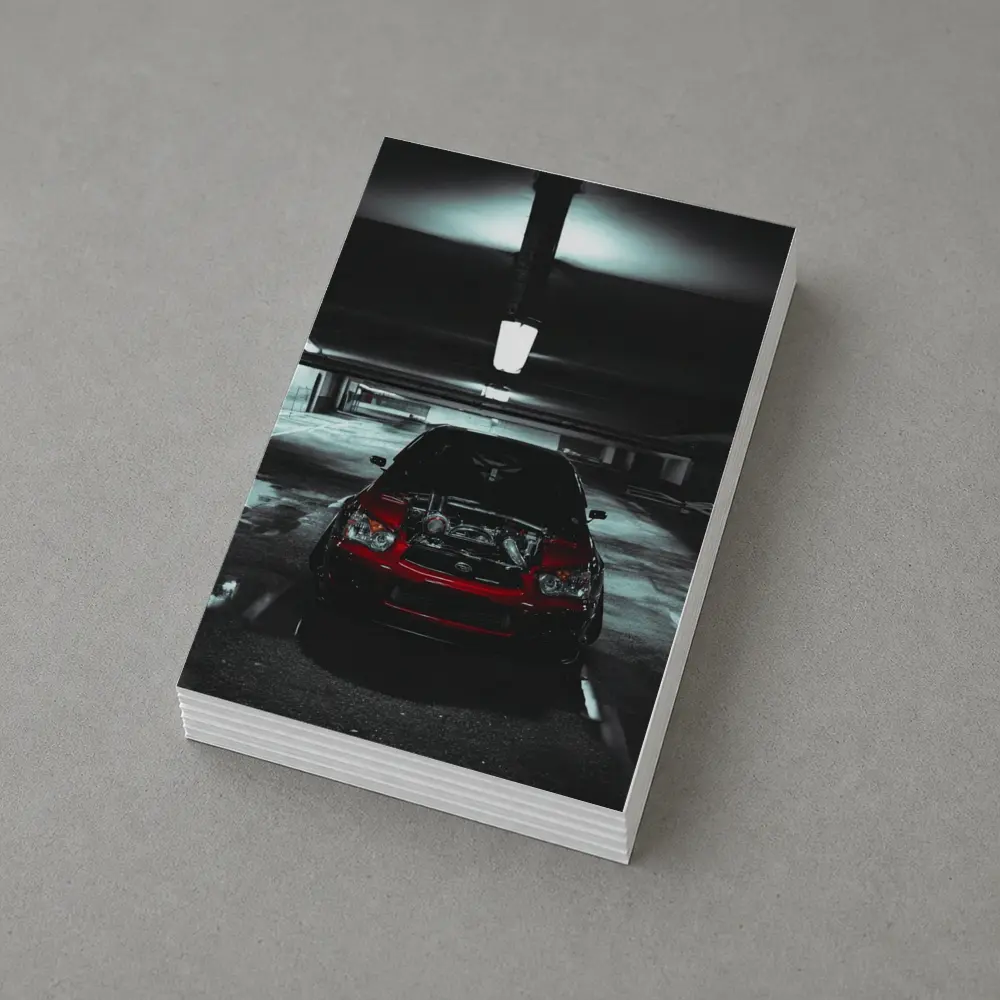 Subaru WRX Red Car Underground Parking Dark – Postcards
