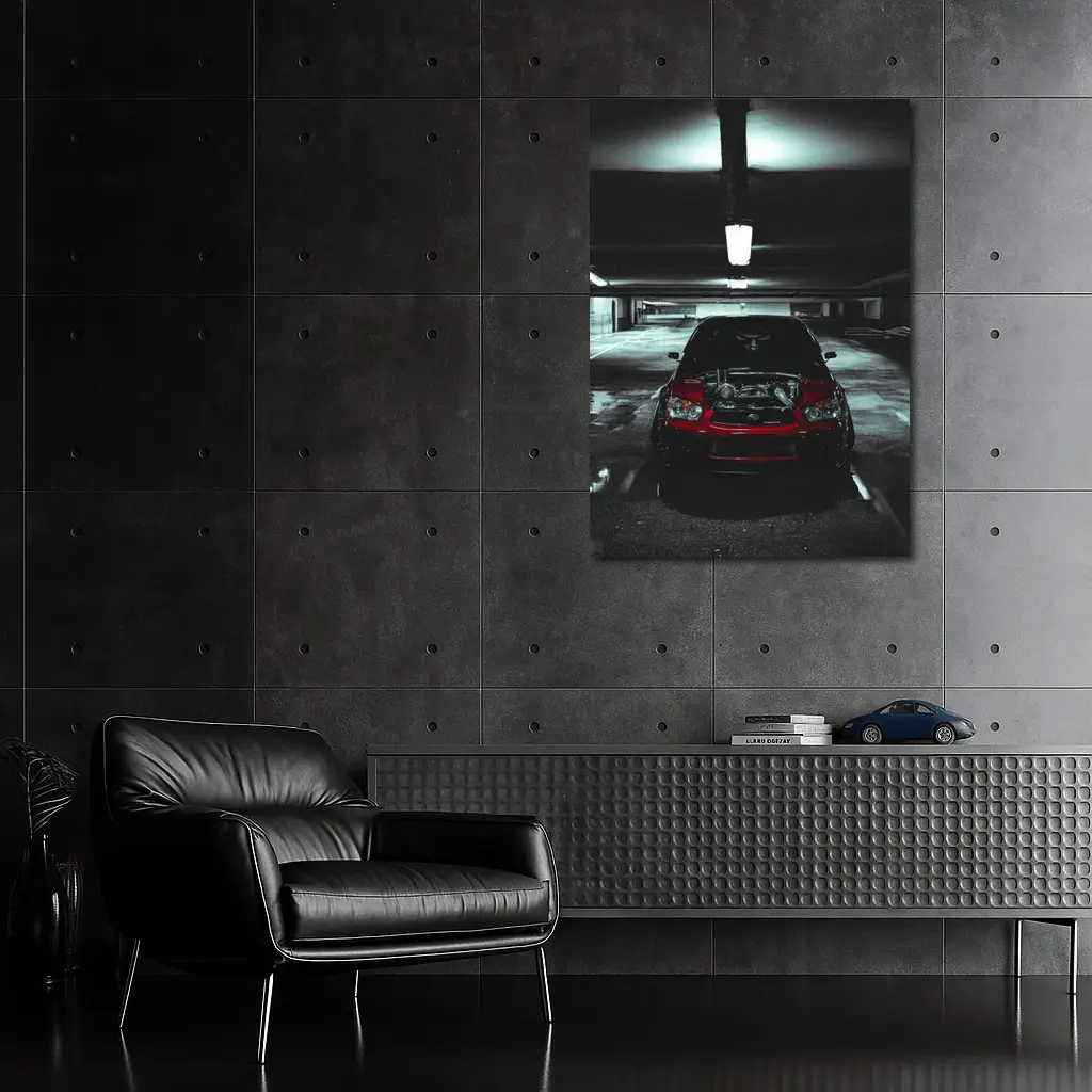 Subaru WRX Red Car Underground Parking Dark – Wall Art