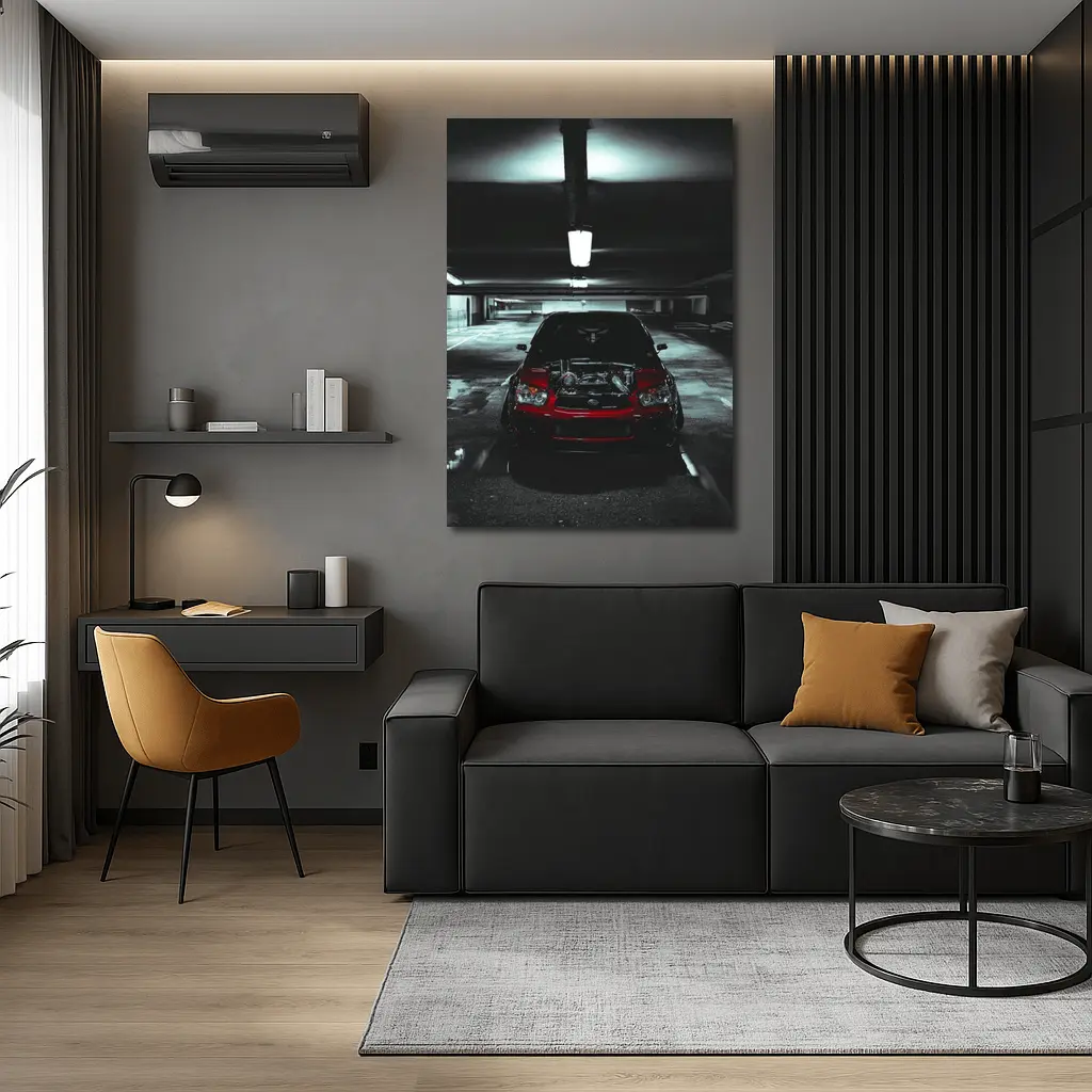 Subaru WRX Red Car Underground Parking Dark – Wall Art