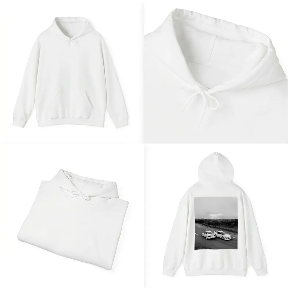 Two White Subaru Impreza WRX On Road – Hoodies