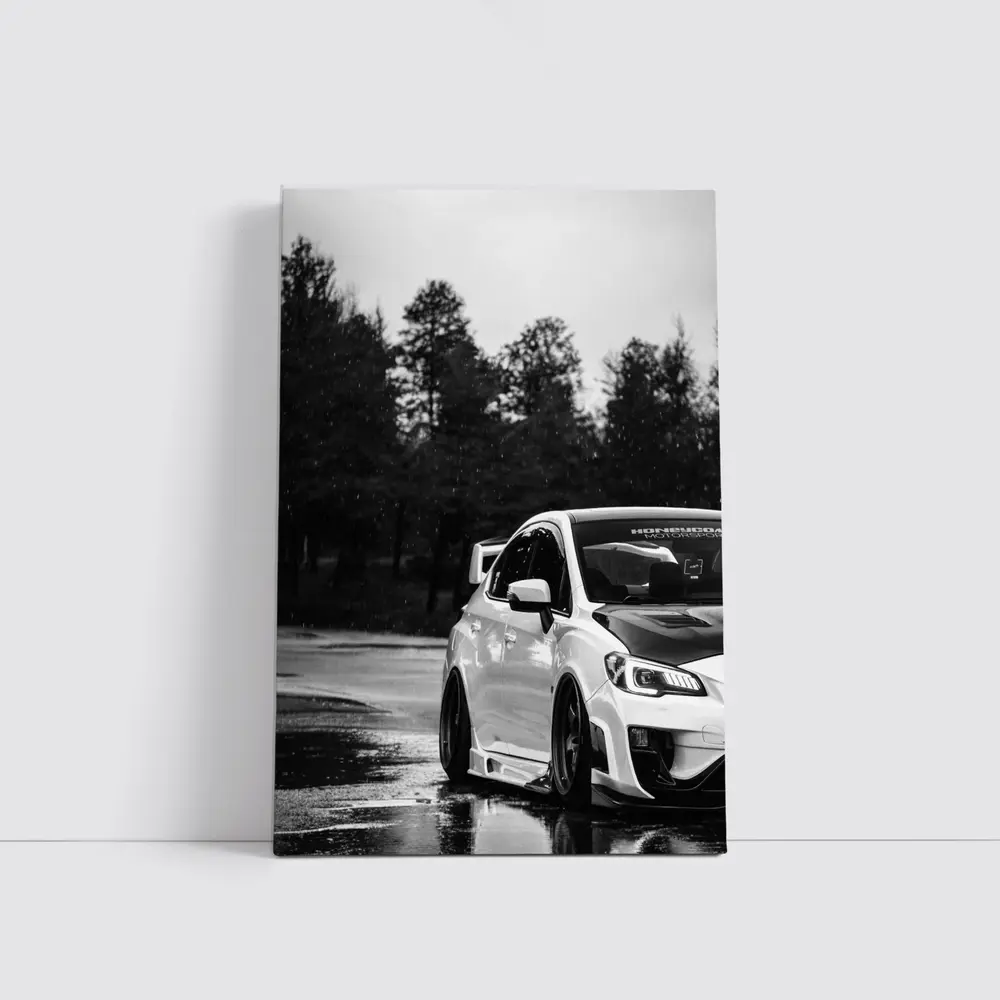 Subaru WRX STI Rainy Day Black White – Wall Art