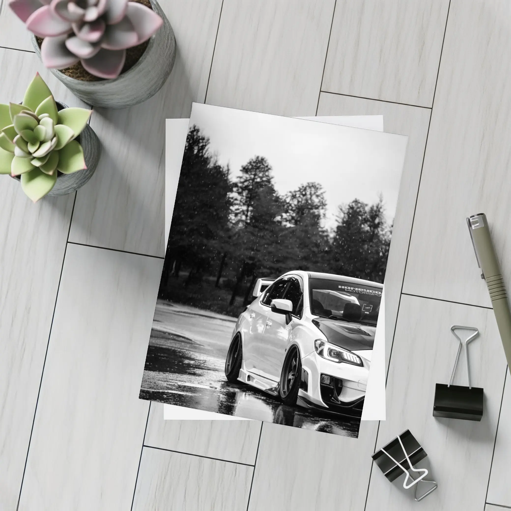 Subaru WRX STI Rainy Day Black White – Postcards
