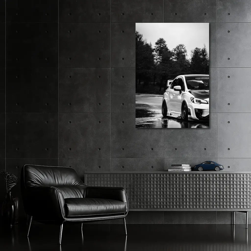 Subaru WRX STI Rainy Day Black White – Wall Art