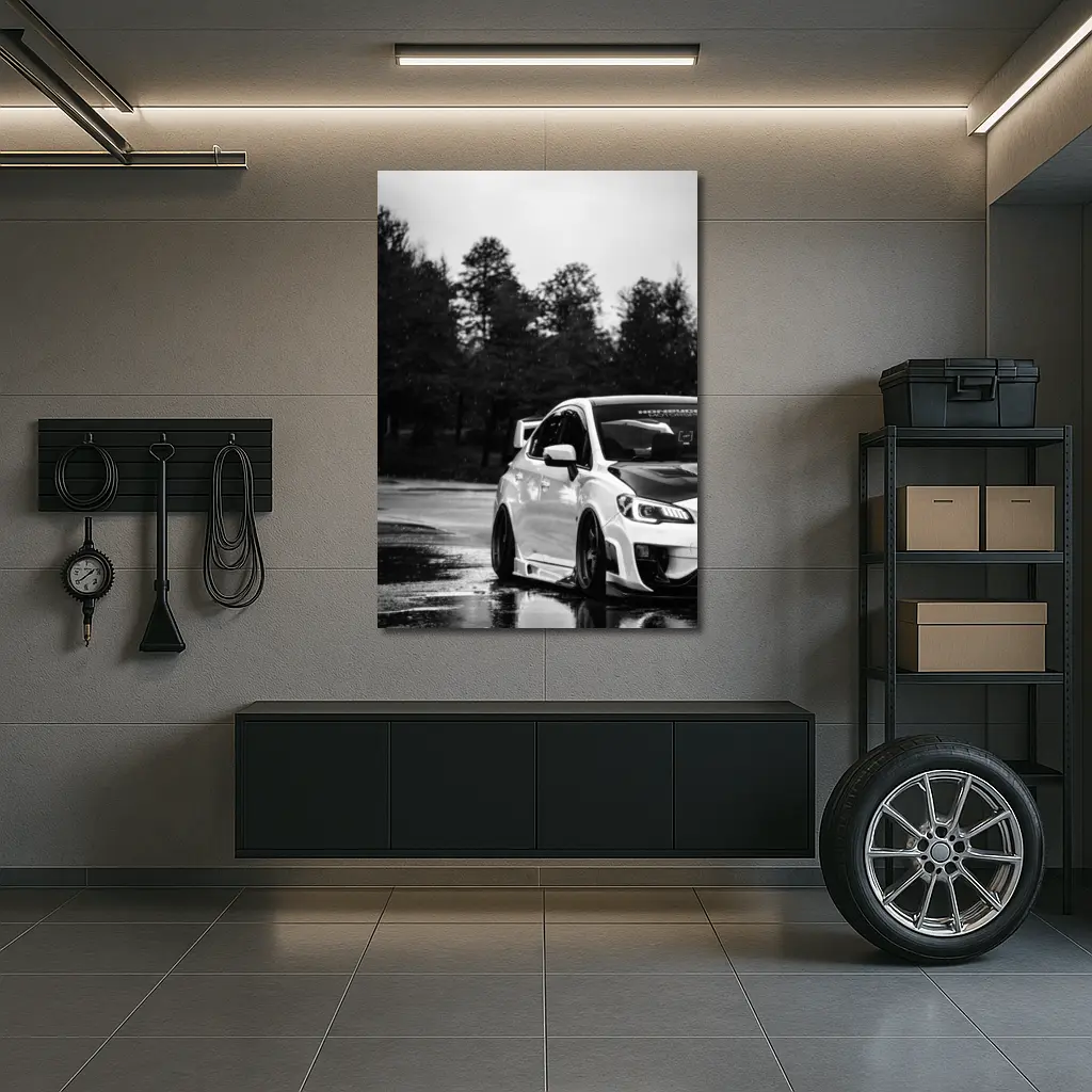 Subaru WRX STI Rainy Day Black White – Wall Art