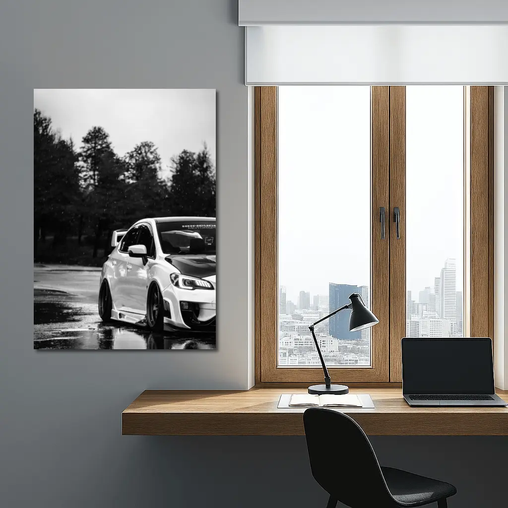 Subaru WRX STI Rainy Day Black White – Wall Art