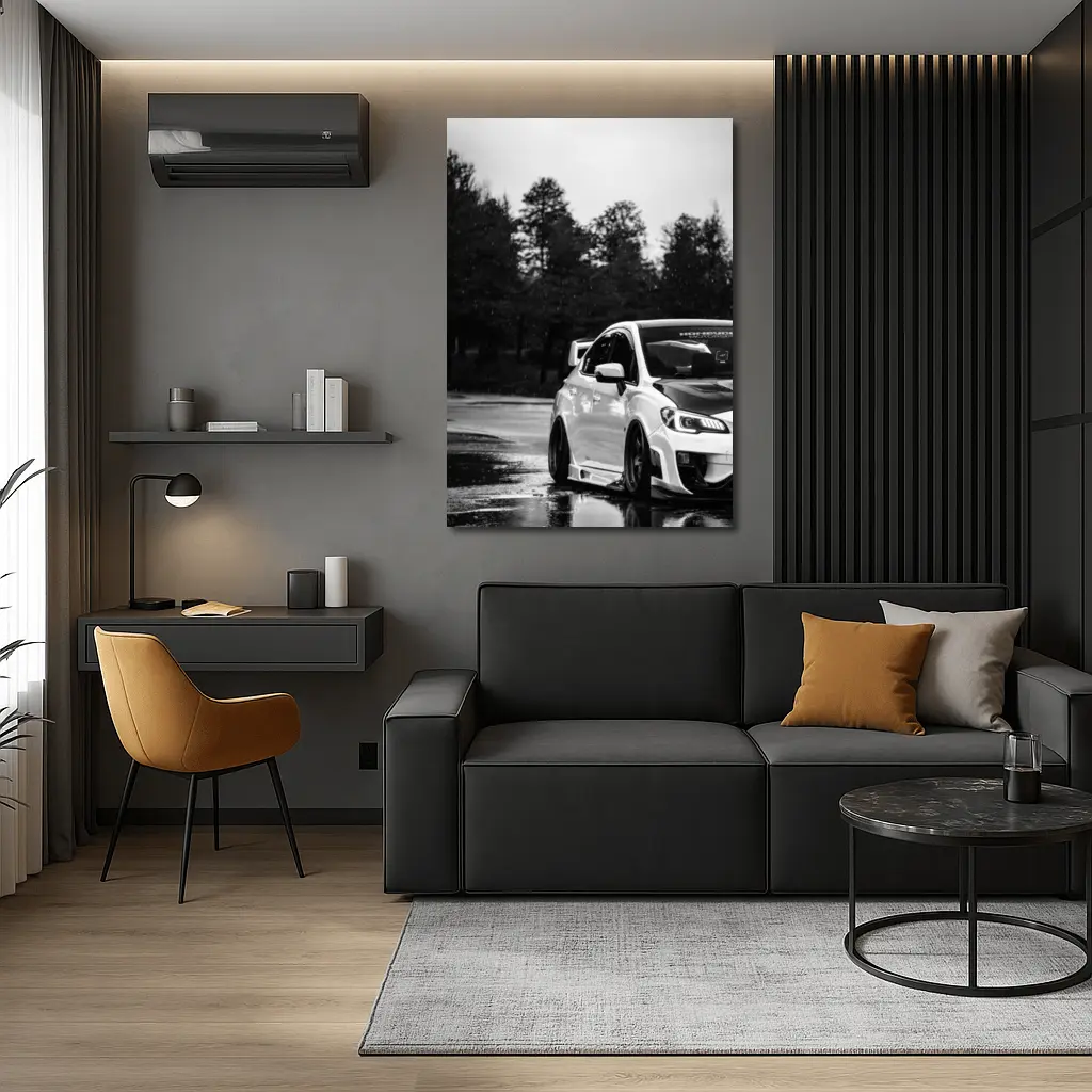 Subaru WRX STI Rainy Day Black White – Wall Art