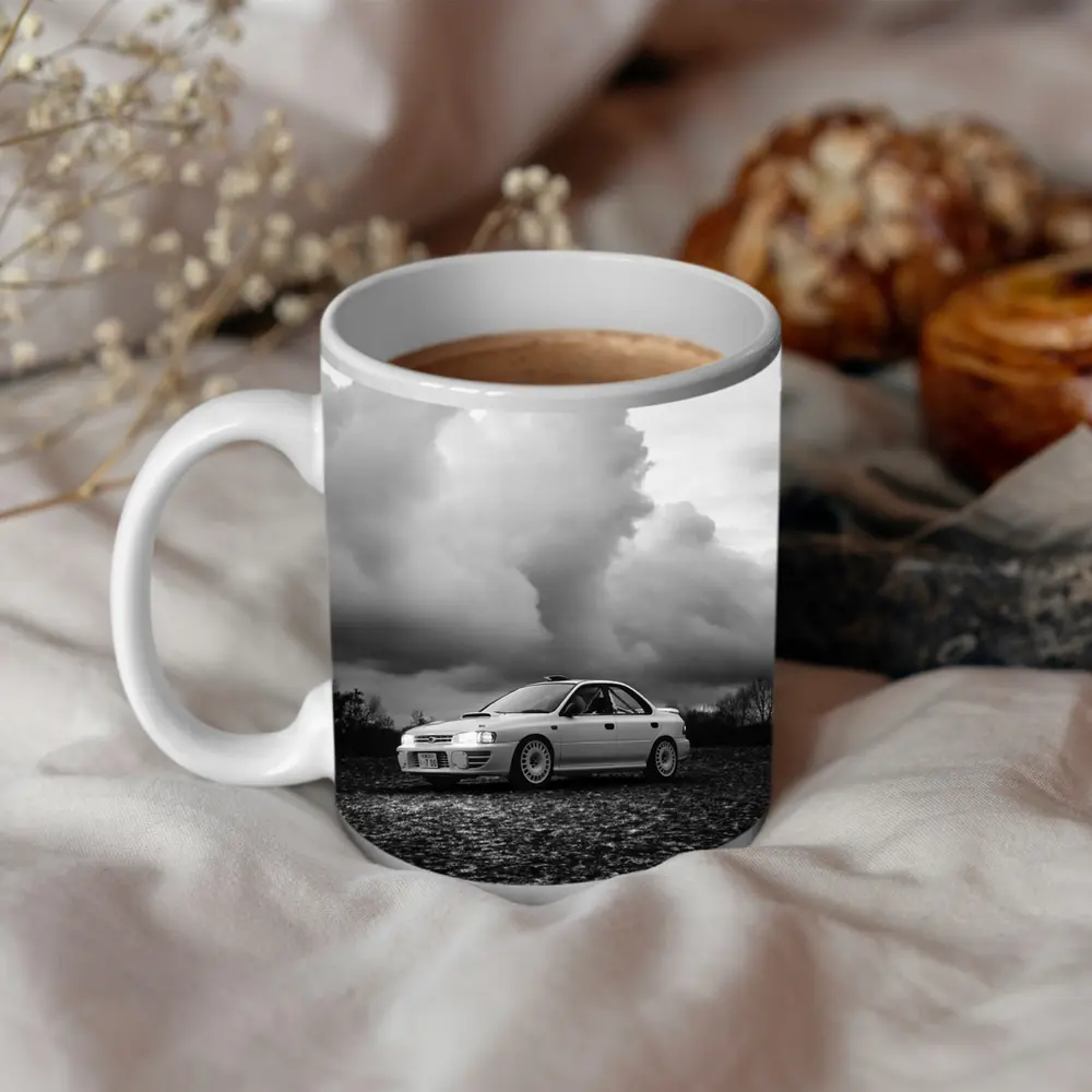 Subaru Impreza WRX Black White Stormy Sky – Mugs