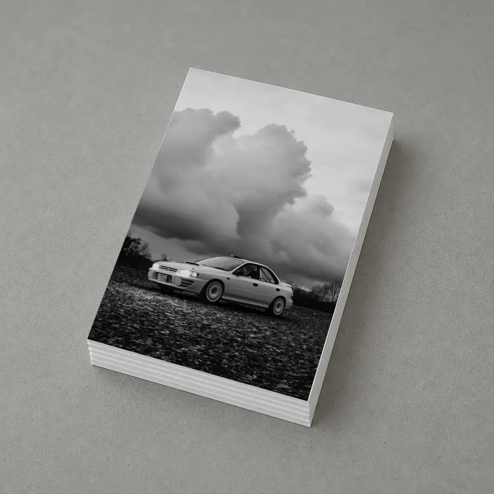Subaru Impreza WRX Black White Stormy Sky – Postcards