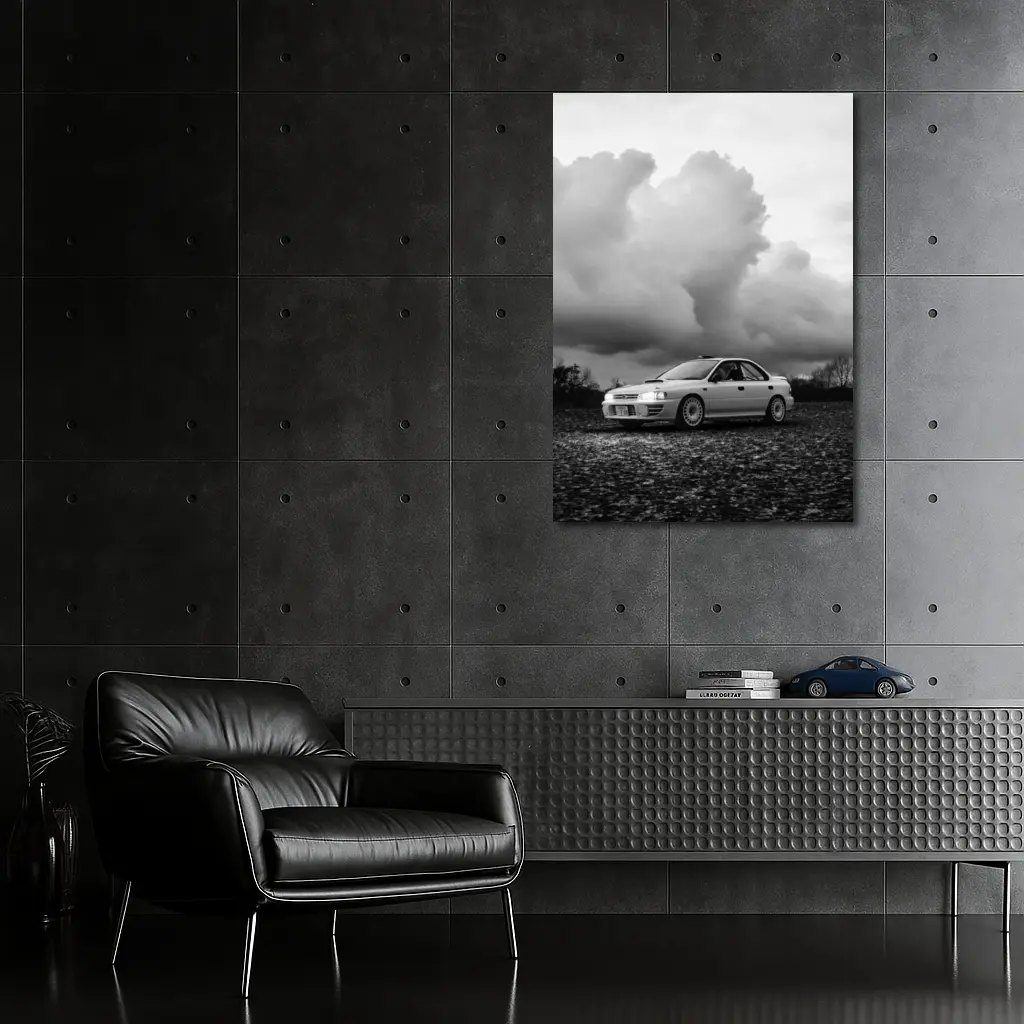 Subaru Impreza WRX Black White Stormy Sky – Wall Art