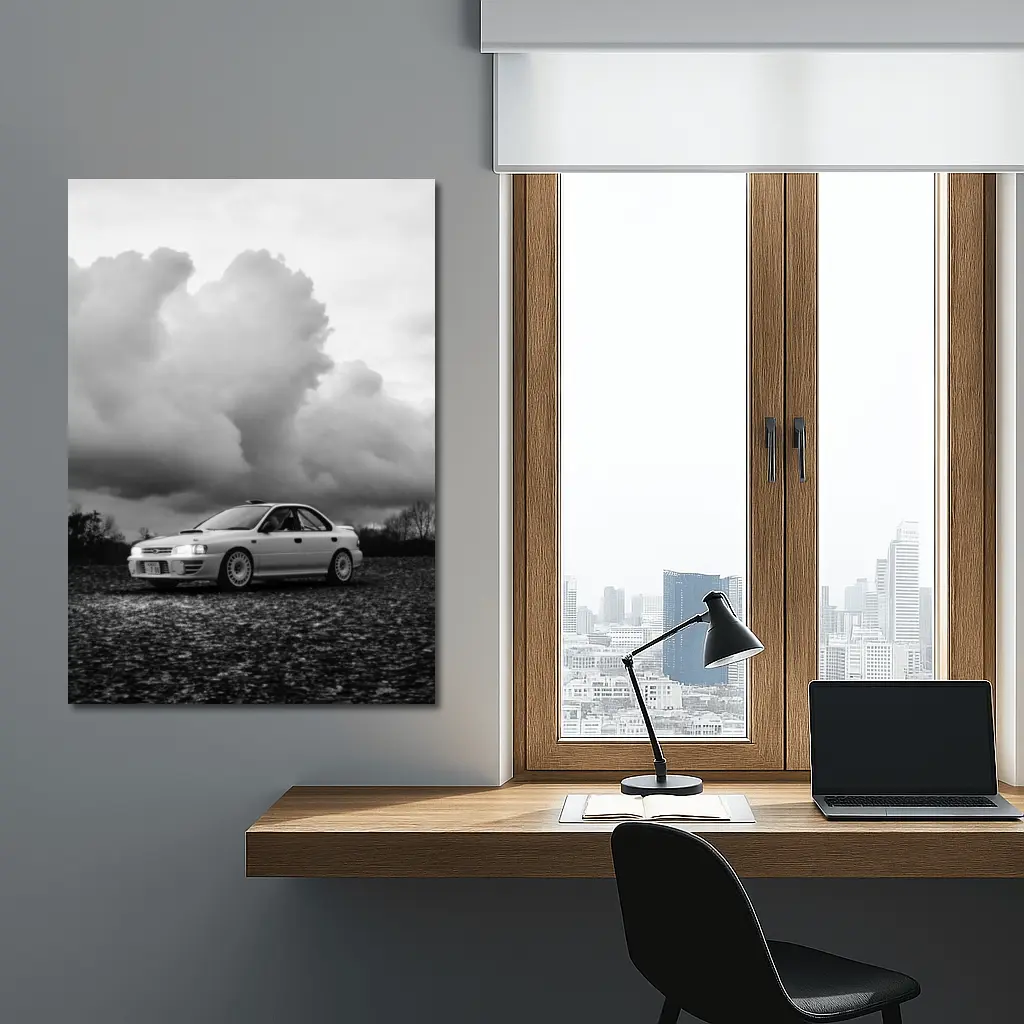 Subaru Impreza WRX Black White Stormy Sky – Wall Art