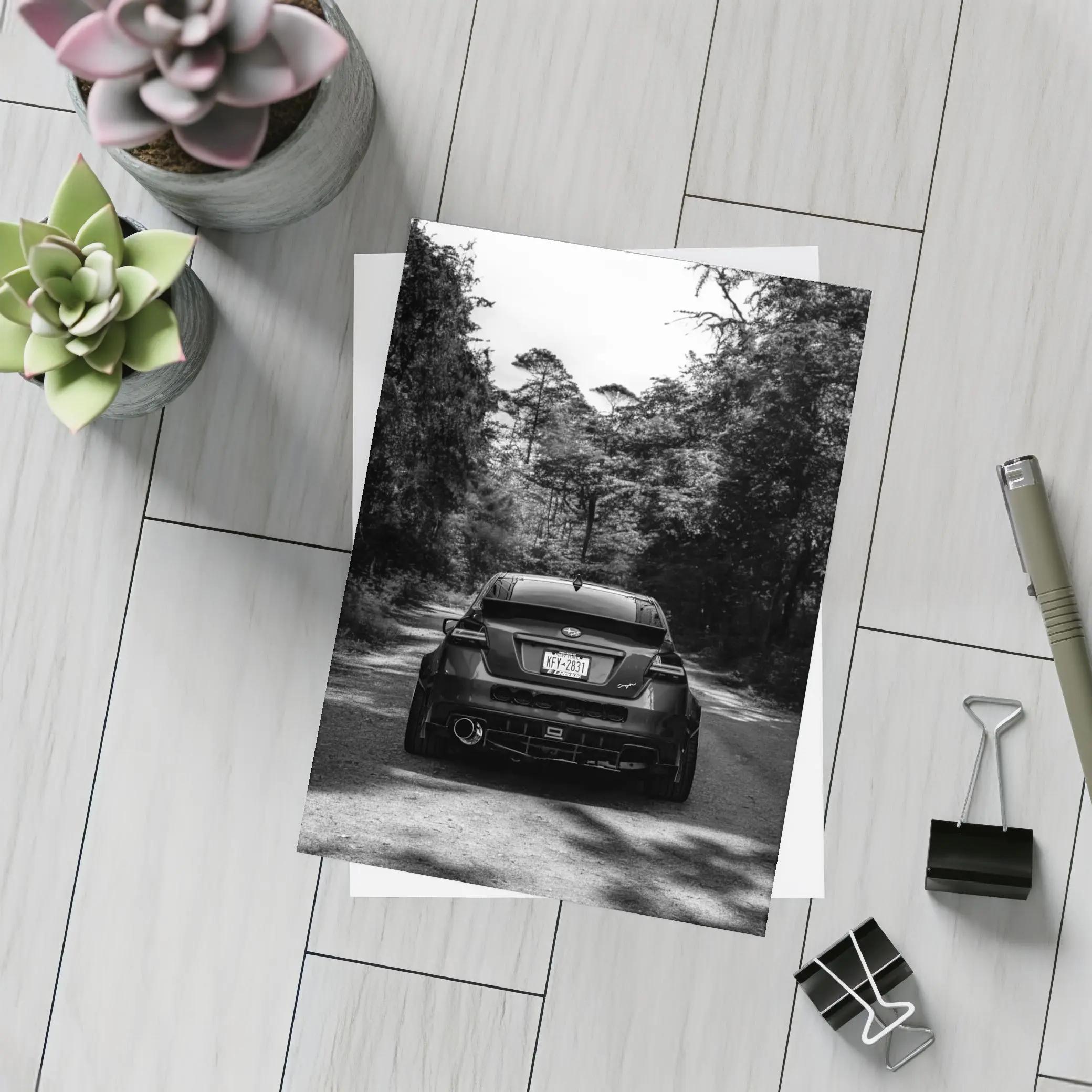 Subaru WRX Rear View Forest Road – Postcards