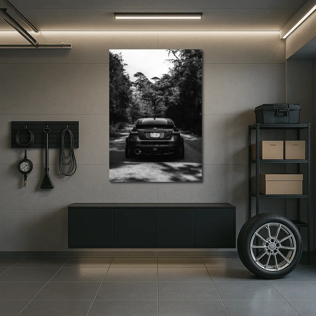 Subaru WRX Rear View Forest Road – Wall Art