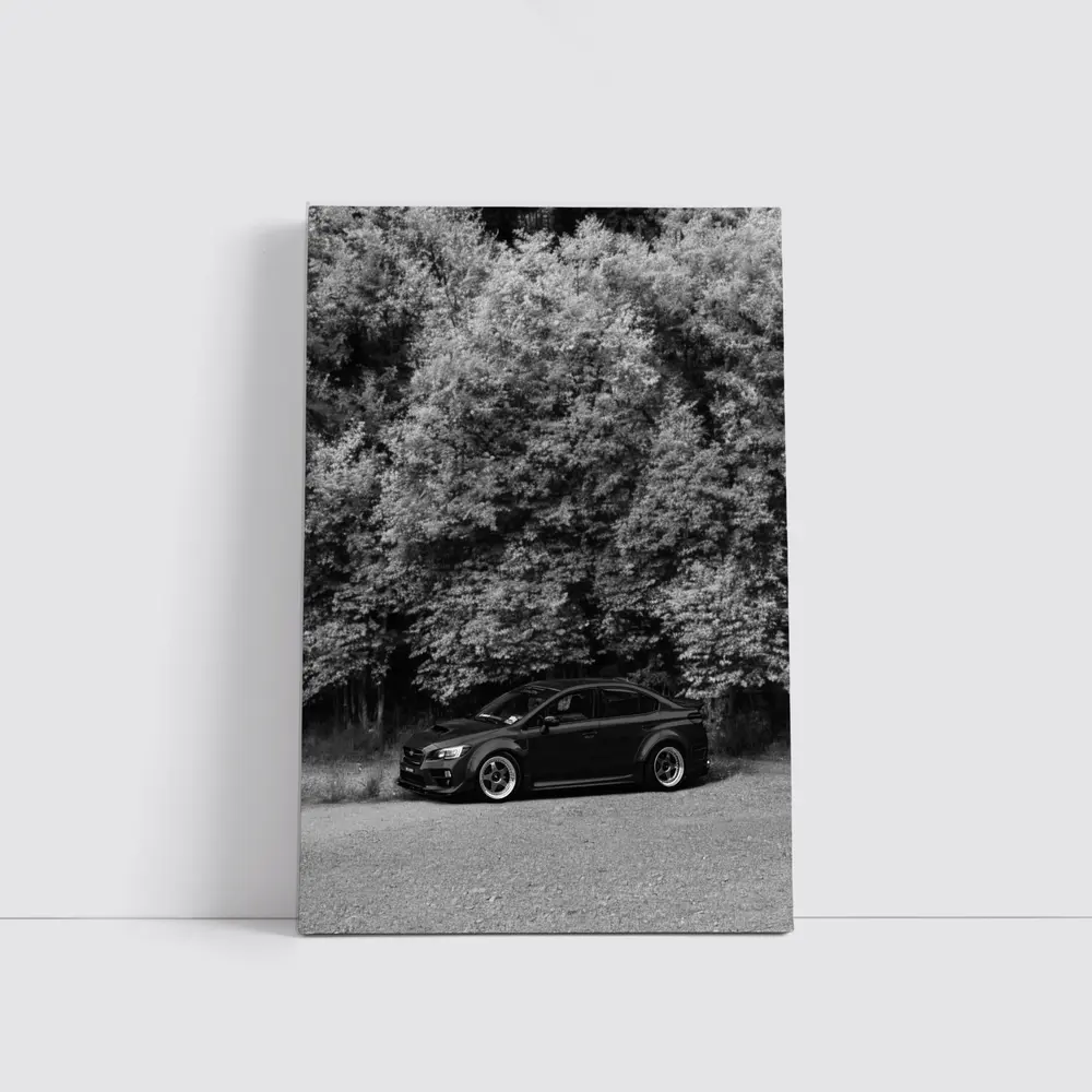 Subaru WRX Black Sedan Forest Background – Wall Art
