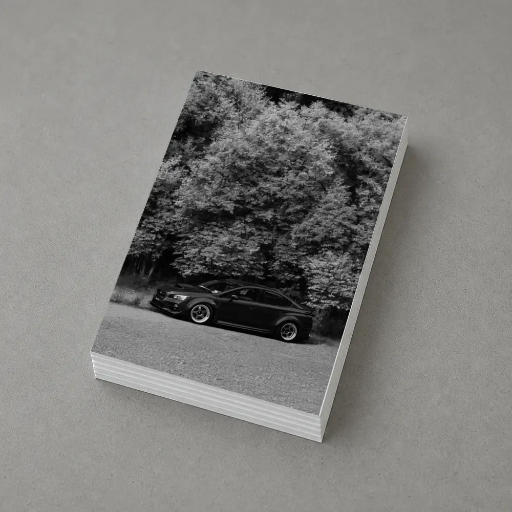 Subaru WRX Black Sedan Forest Background – Postcards