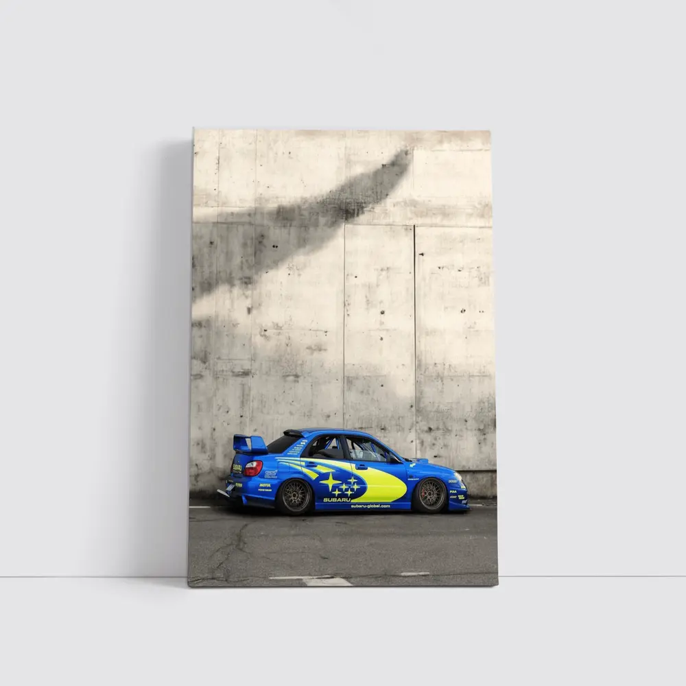 Subaru Impreza WRX Blue Rally Car Concrete Wall – Wall Art