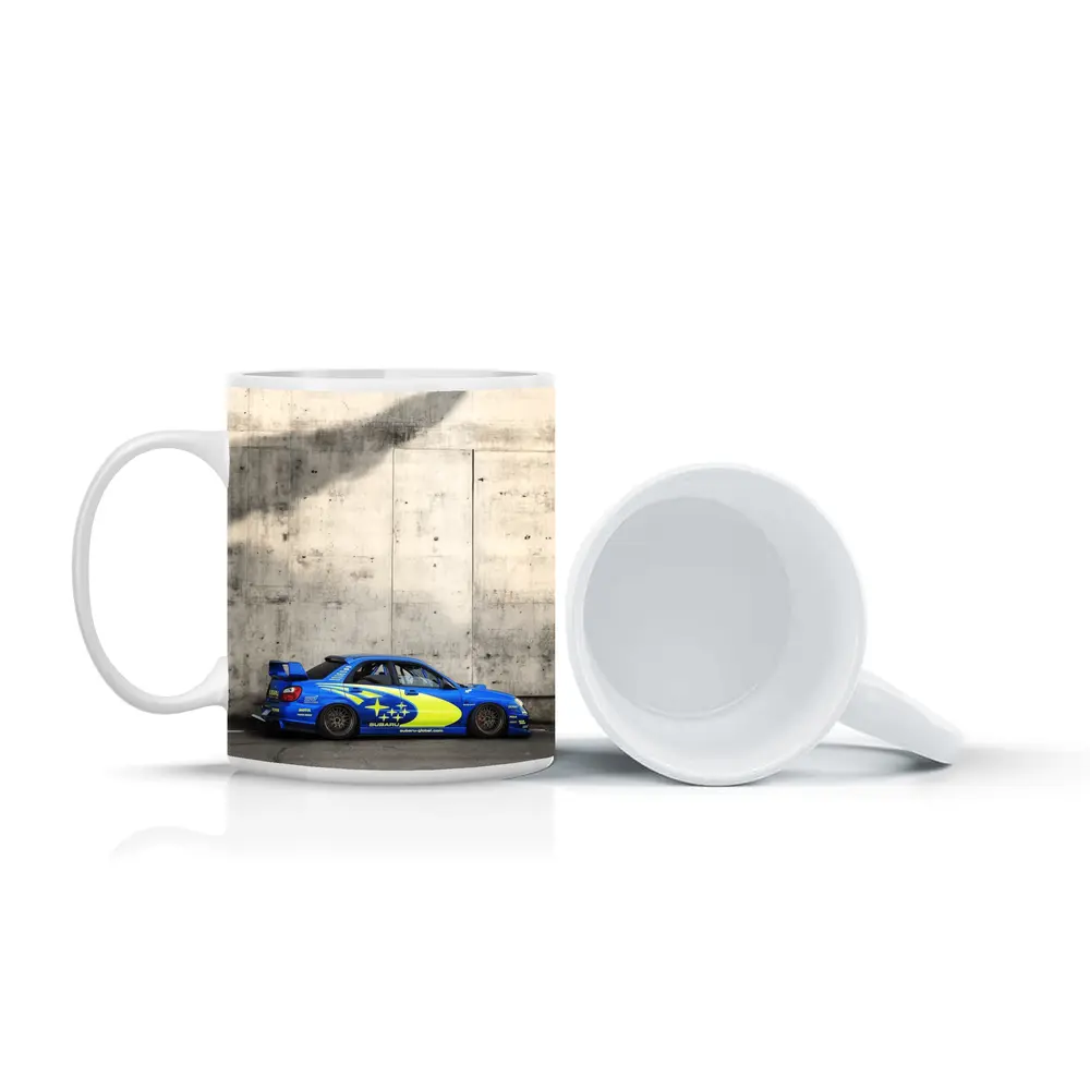 Subaru Impreza WRX Blue Rally Car Concrete Wall – Mugs