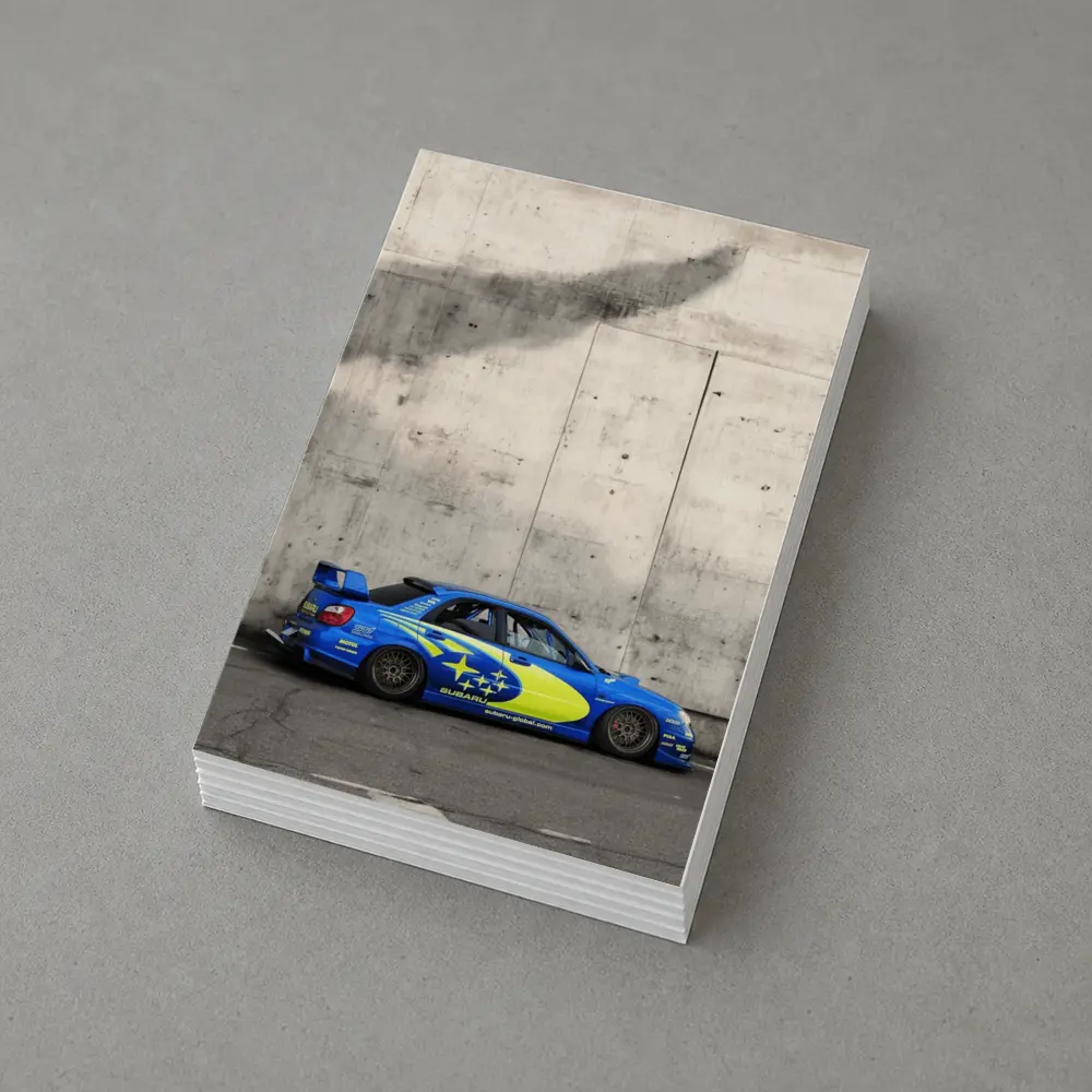 Subaru Impreza WRX Blue Rally Car Concrete Wall – Postcards