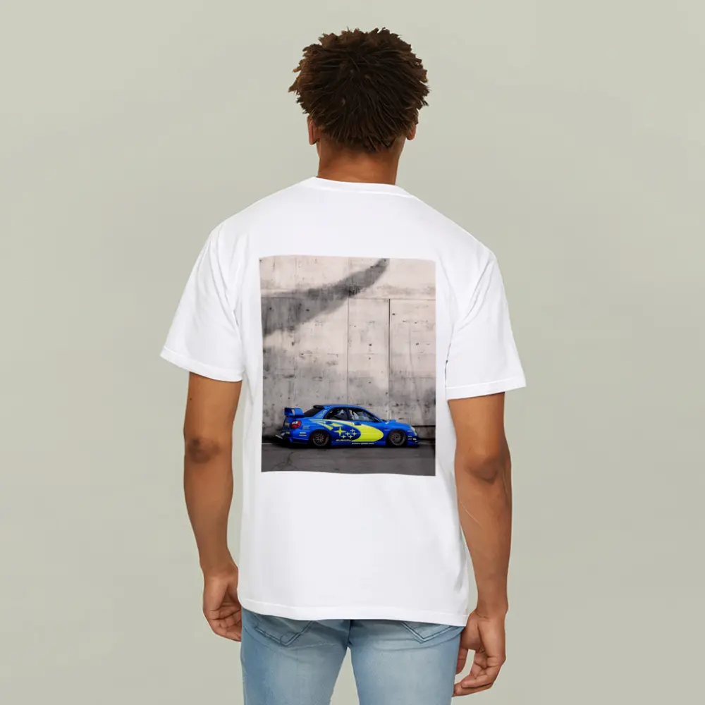 Subaru Impreza WRX Blue Rally Car Concrete Wall – T-Shirts