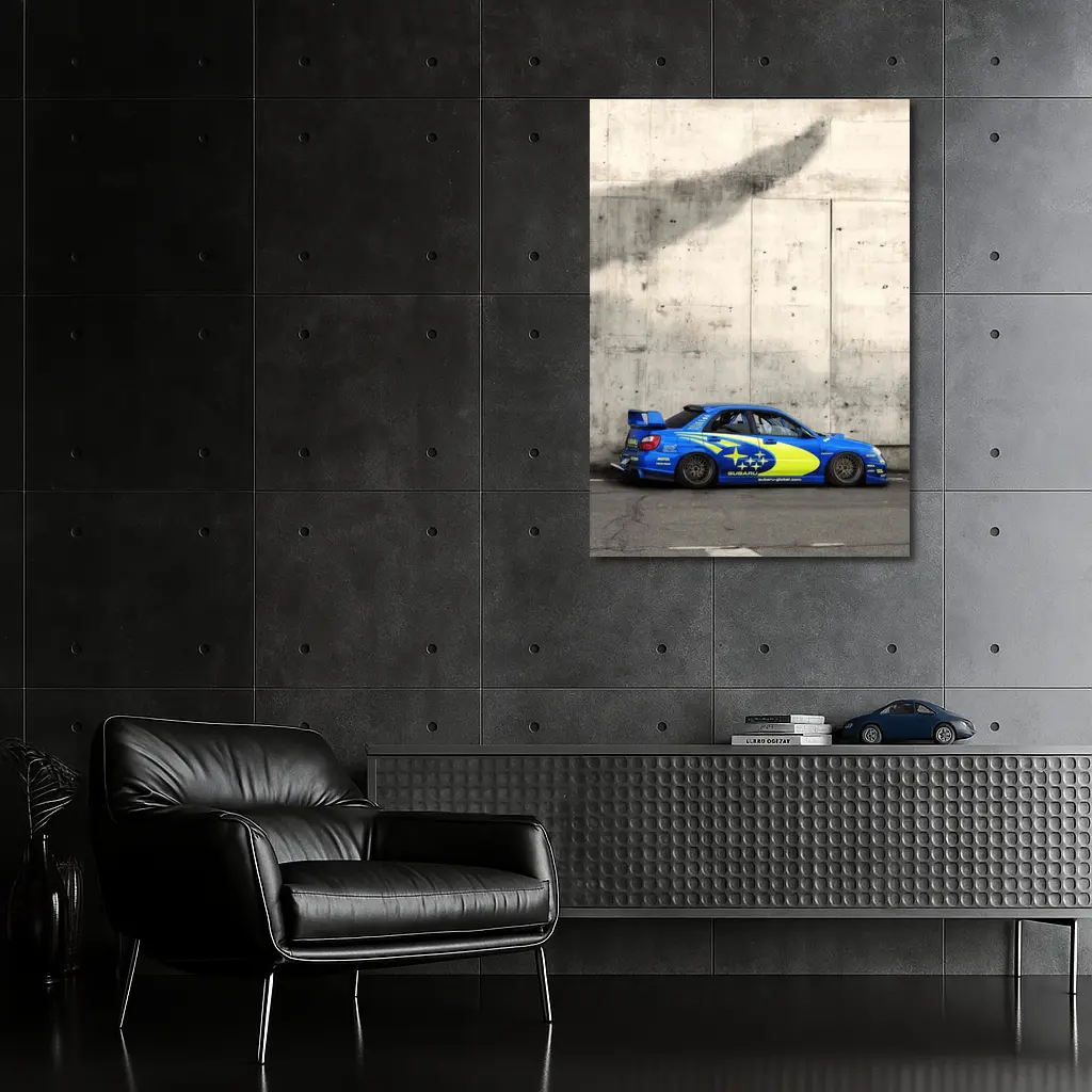 Subaru Impreza WRX Blue Rally Car Concrete Wall – Wall Art
