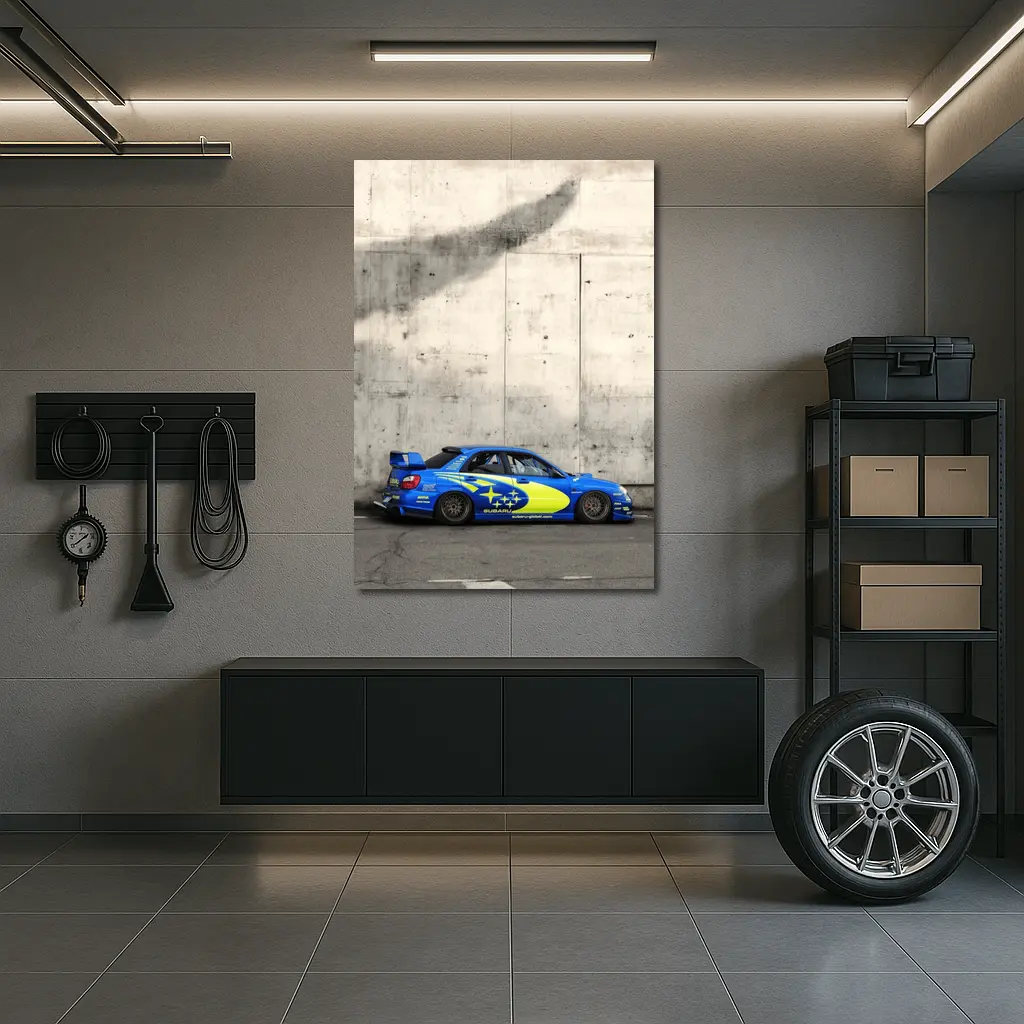 Subaru Impreza WRX Blue Rally Car Concrete Wall – Wall Art