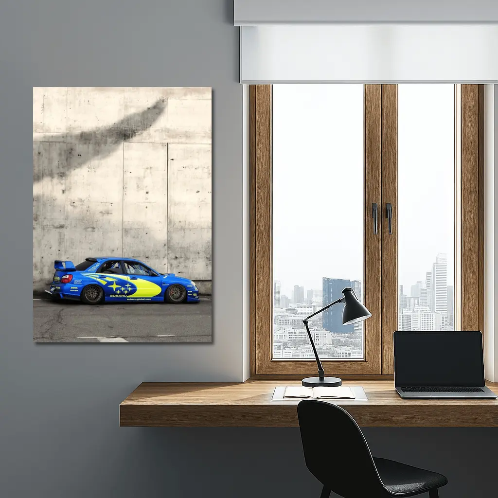 Subaru Impreza WRX Blue Rally Car Concrete Wall – Wall Art