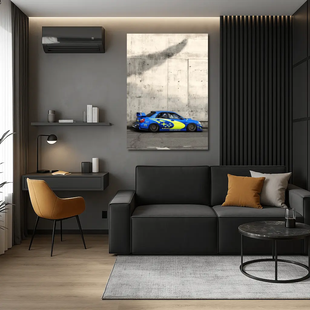 Subaru Impreza WRX Blue Rally Car Concrete Wall – Wall Art