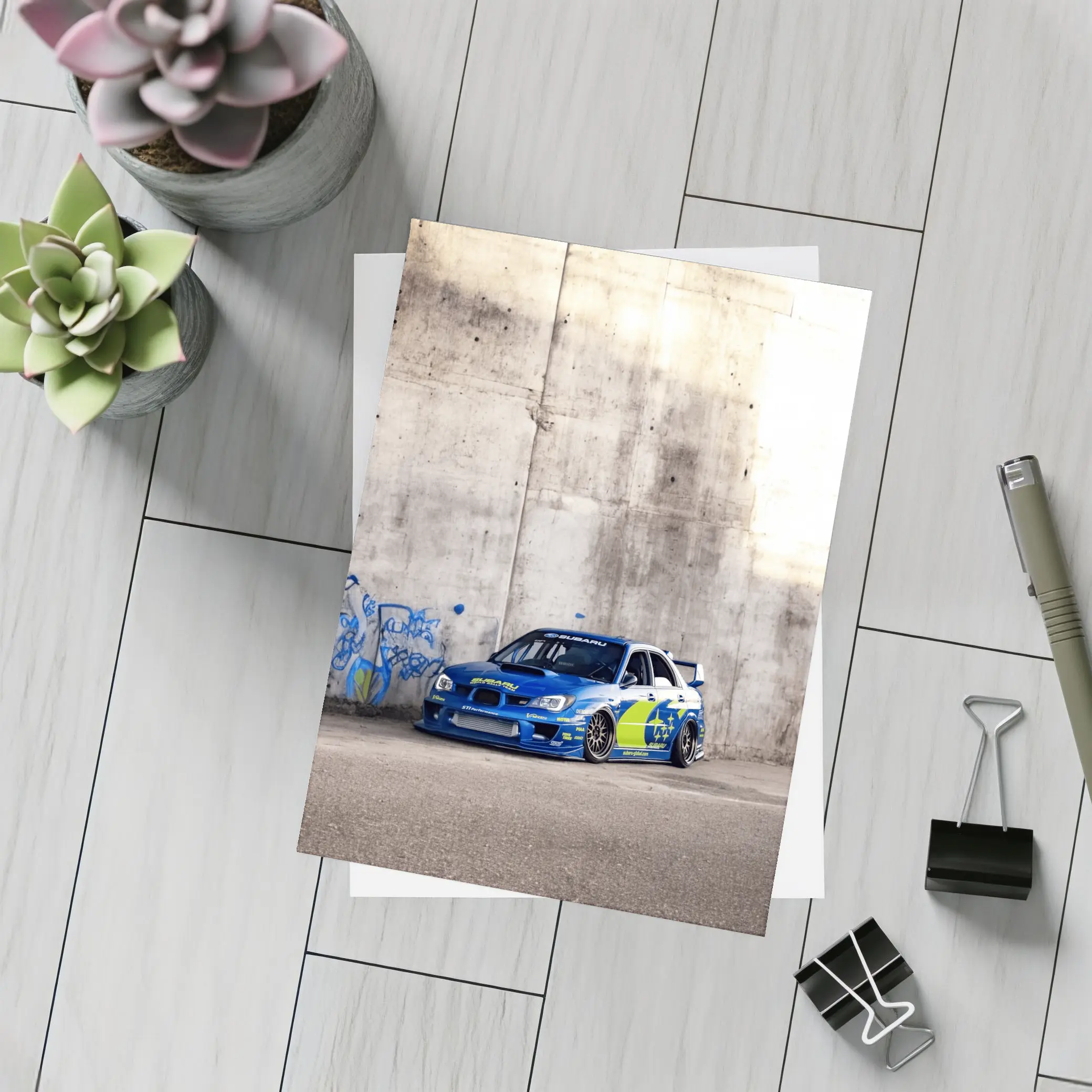 Subaru Impreza WRX Blue Rally Car Wall – Postcards
