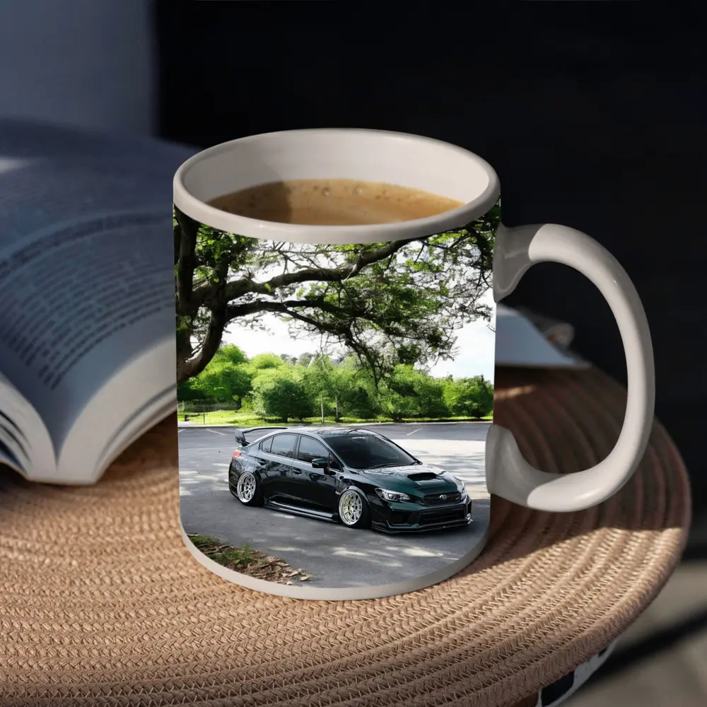 Subaru WRX STI Slammed Under Green Trees – Mugs