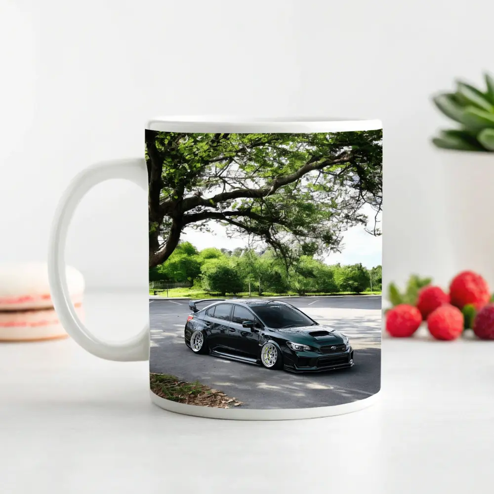 Subaru WRX STI Slammed Under Green Trees – Mugs