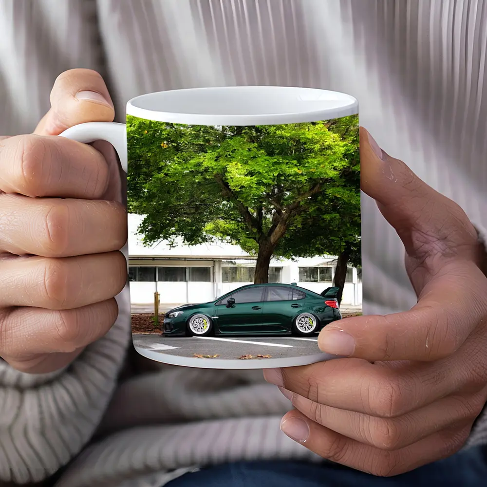 Subaru WRX STI Slammed Green Parking Lot – Mugs