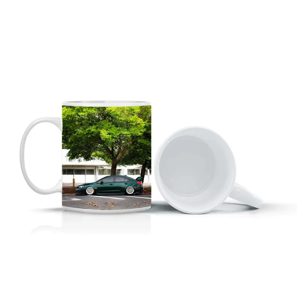 Subaru WRX STI Slammed Green Parking Lot – Mugs