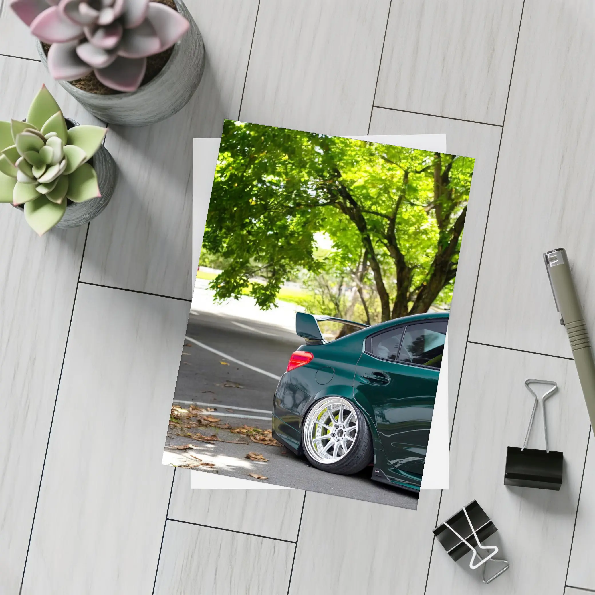 Subaru WRX STI Green Stance Street Shot – Postcards