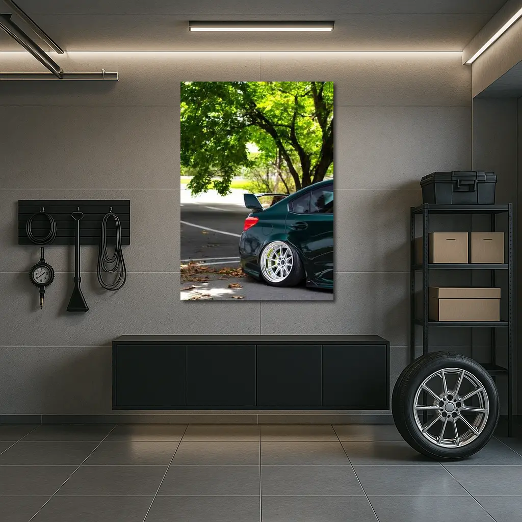 Subaru WRX STI Green Stance Street Shot – Wall Art